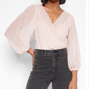 Express Long Sleeve Blush Chiffon Bodysuit